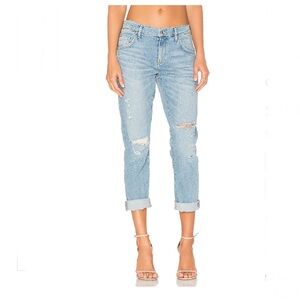 AGOLDE Isabel Slim Fit Distressed Boyfriend Stretch Jeans Dreamer Wash (Light)